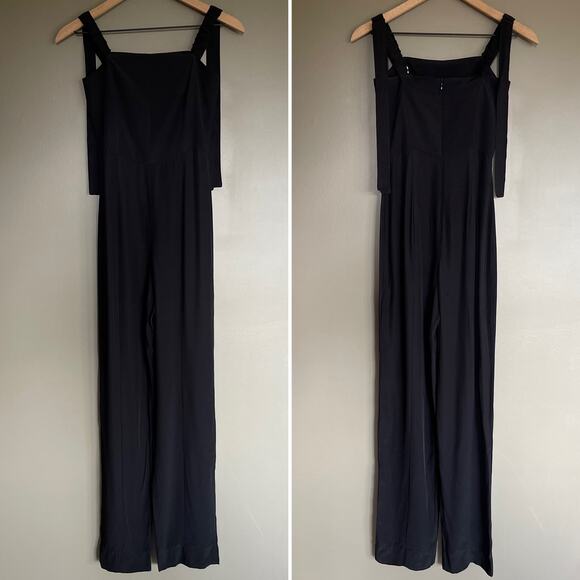 NWT STAUD Rosa Jumpsuit Black Crepe Size 2 Straight Leg Lightweight Off Shoulder - Picture 5 of 16